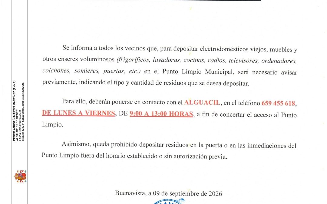AVISO RECOGIDA DE RESIDUOS VOLUMINOSOS